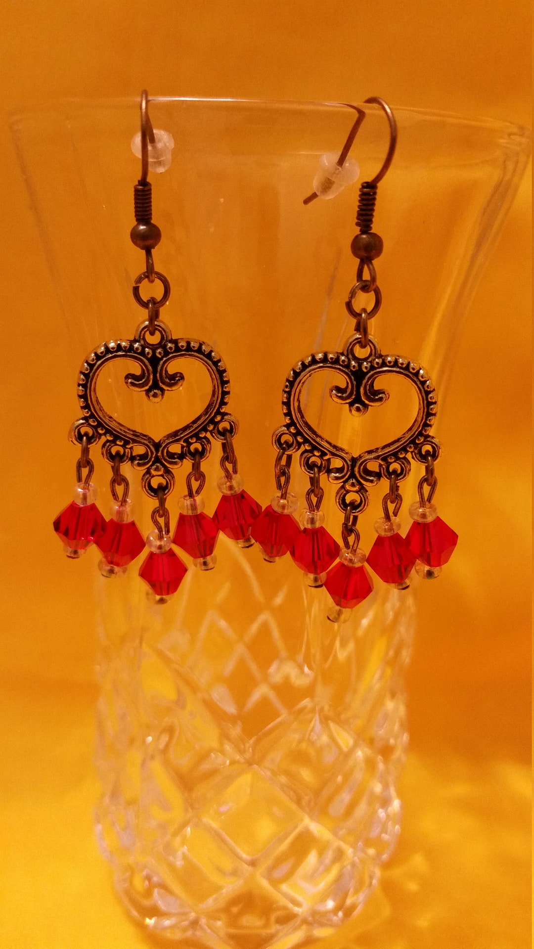 Red Dangle Earrings Etsy