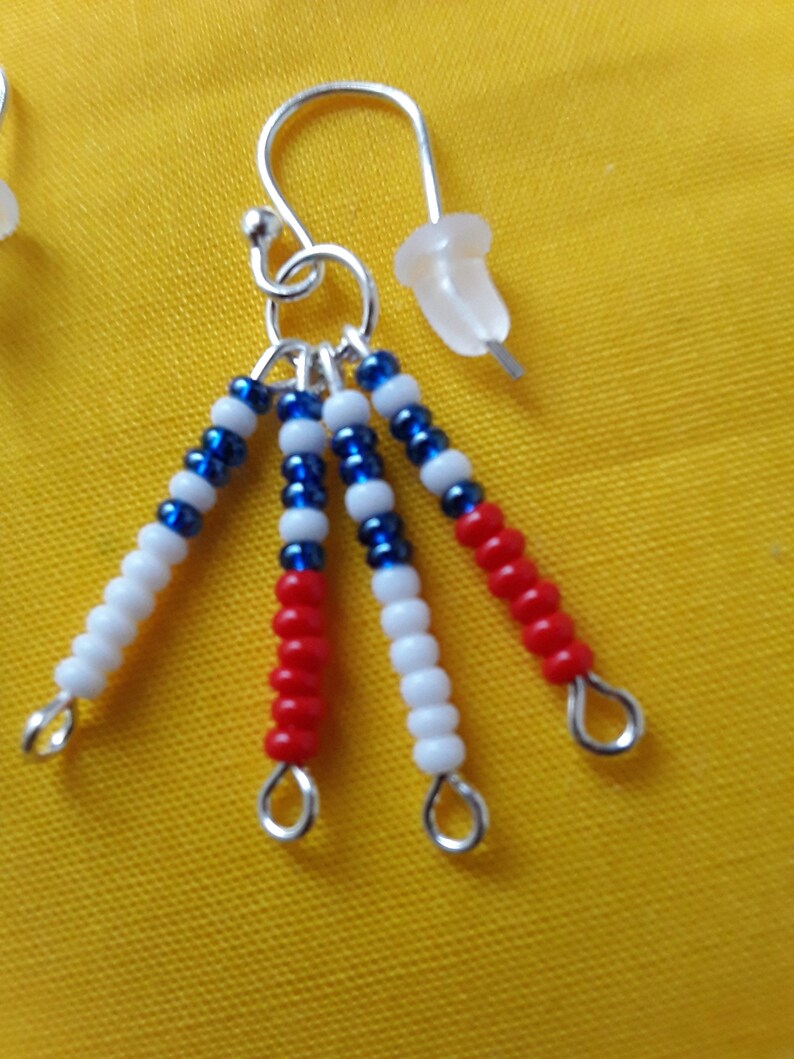 US Flag Earrings USA Beaded Earrings Red White & Blue Flag Etsy