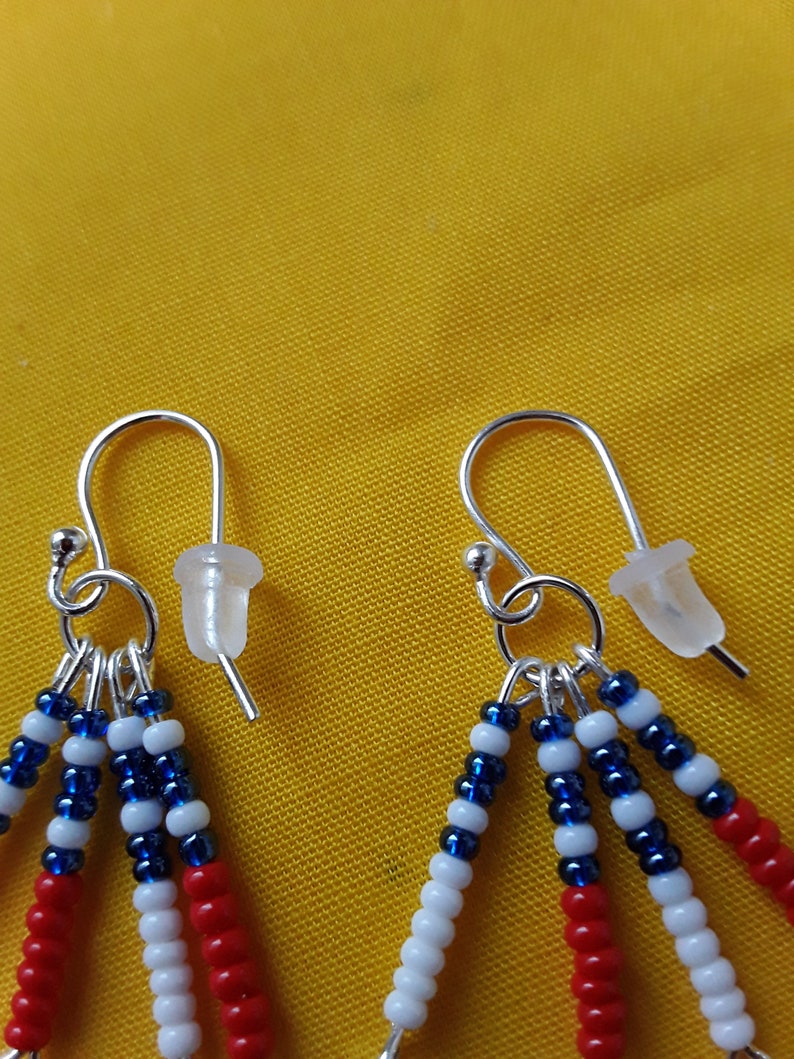US Flag Earrings USA Beaded Earrings Red White & Blue Flag Etsy