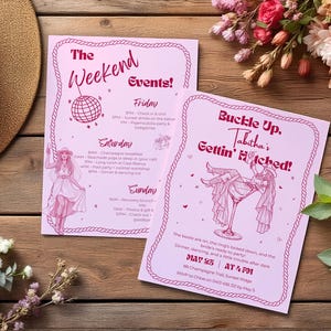 Country Western Cowgirl Hens Party Invitation Template – Editable Canva Bridal Shower Invite – Instant Download | Bachelorette Weekend