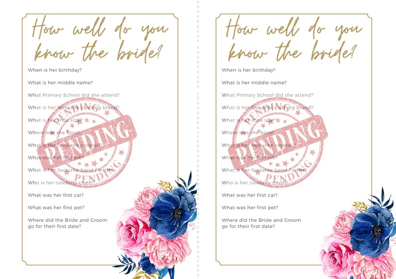 Printable Instant Download Bridal Shower Game Hens Party Etsy