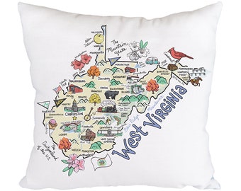 West Virginia Pillow Etsy