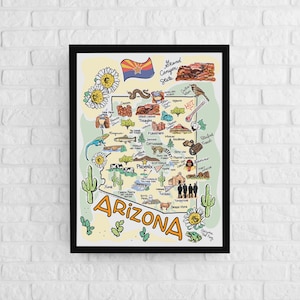 Arizona Art, Arizona Map, Arizona Poster, Unframed, State Map Poster