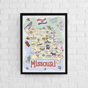 Missouri Art, Missouri Map, Missouri Poster, Unframed, State Map Poster