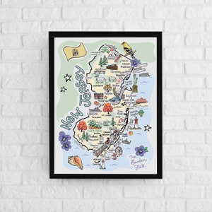 New Jersey Art, New Jersey Map, New Jersey Poster, Unframed, State Map Poster
