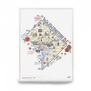 Washington D.C. Map Art, Washington DC Map, Washington DC Print, Unframed, Printed on watercolor paper image 1