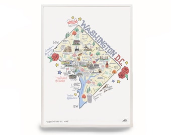 Washington D.C. Map Art, Washington DC Map, Washington DC Print, Unframed, Printed on watercolor paper