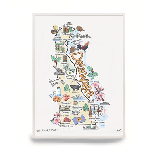 Delaware Art Delaware Map Delaware Print Unframed Print - Etsy
