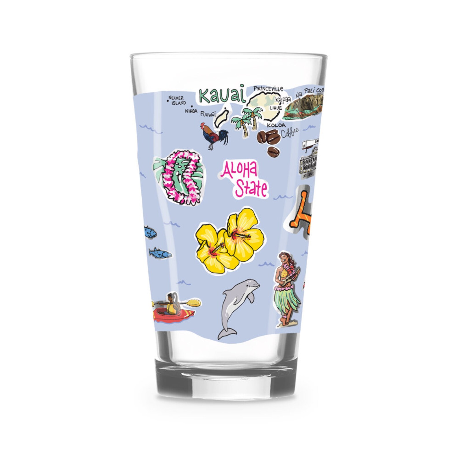 Hawaii Glass Hawaii Drinking Glass Hawaii Drinkware Hawaii Etsy