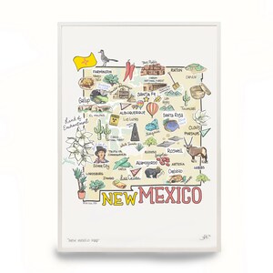 New Mexico Map, New Mexico Print, Unframed, Printed on watercolor paper