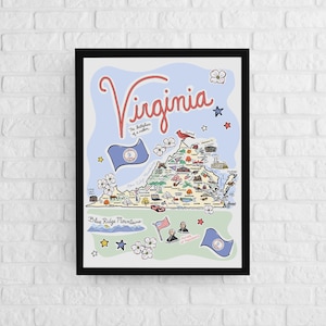 Virginia Art, Virginia Map, Virginia Poster, Unframed, State Map Poster