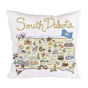 South Dakota Map Pillow: Indoor/Outdoor State Pride Decor