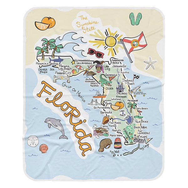 Florida Baby Blanket, Florida Map Baby Blanket - Jersey, Customizable Baby Blanket, Florida Baby Gift, Custom Baby Gift