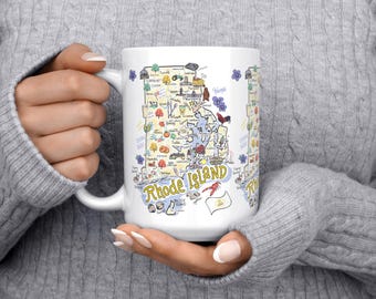 Rhode Island Mug: 15 oz. State Map Coffee Mug