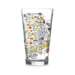 Rhode Island  Glass, Rhode Island Drinking Glass, Rhode Island Drinkware, Rhode Island Gift