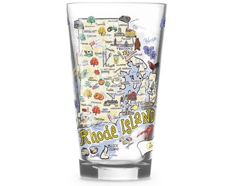 Rhode Island  Glass, Rhode Island Drinking Glass, Rhode Island Drinkware, Rhode Island Gift