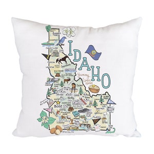 Idaho Map Pillow, 18"x18" Idaho Pillow, Idaho State Map Pillow, Indoor/Outdoor Pillow