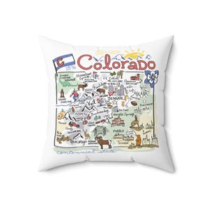 Colorado Map Pillow: Hand-Drawn State Art, Indoor Decor