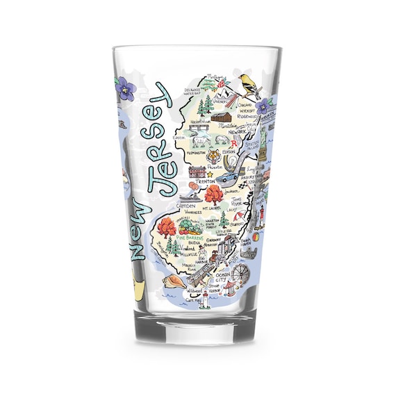 New Jersey Glass New Jersey Drinking Glass New Jersey Etsy