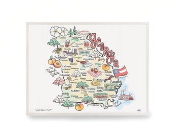 Georgia Map Art Print: Signed Watercolor Illustration