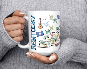 Customizable Kentucky Map Coffee Mug, State Souvenir Gift
