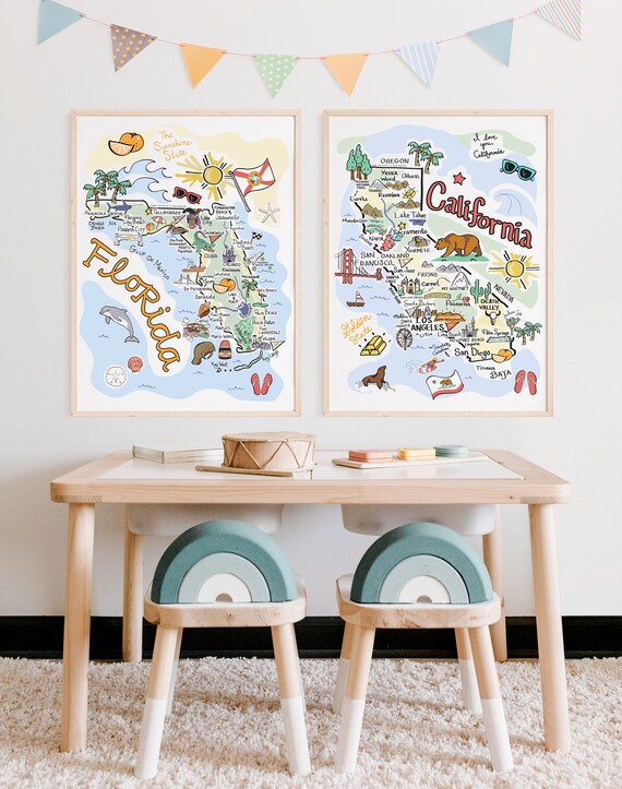 Arizona Map Art Print: Illustrated State Poster - Etsy