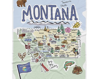 Montana Baby Blanket, Montana Map Baby Blanket - Jersey, Customizable Baby Blanket, Montana Baby Gift, Personalized Blanket