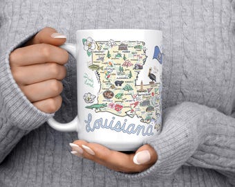 Louisiana Map Coffee Mug: State Pride Gift