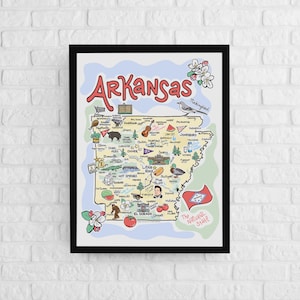 Arkansas Art, Arkansas Map, Arkansas Poster, Unframed, State Map Poster