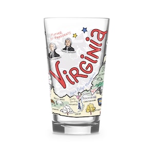 Virginia  Glass, Virginia Drinking Glass, Virginia Drinkware, Virginia Gift