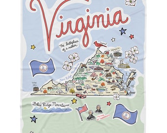 Virginia Baby Blanket, Virginia Map Baby Blanket - Jersey, Customizable Baby Blanket, Virginia Baby Gift, Personalized Blanket