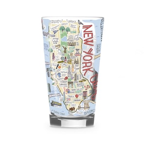 New York City Glass, New York City Drinking Glass, New York City Drinkware, New York City Gift