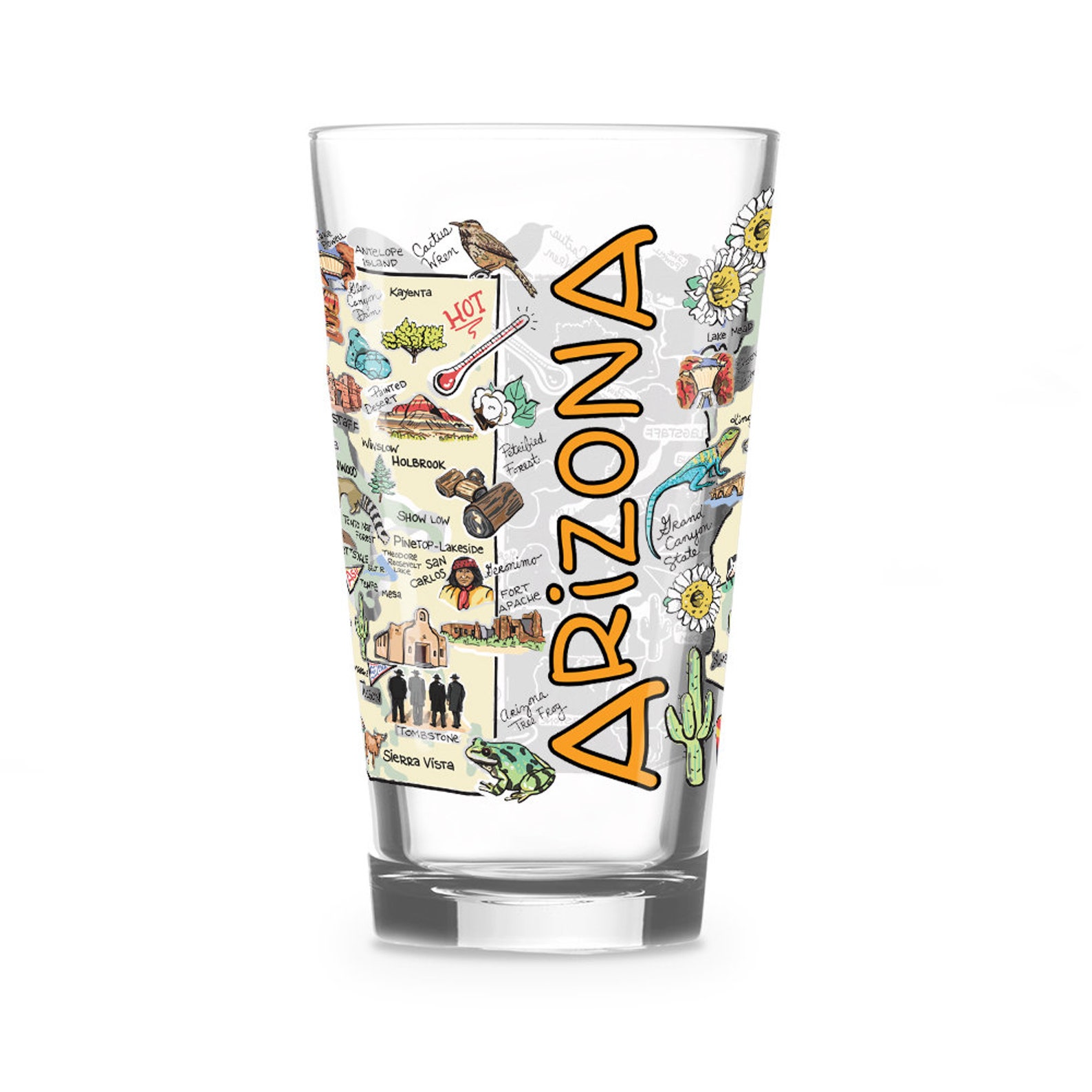Arizona Glass Arizona Drinking Glass Arizona Drinkware Etsy