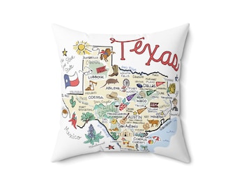 Texas Map Pillow: 18" Indoor State Pride Decor