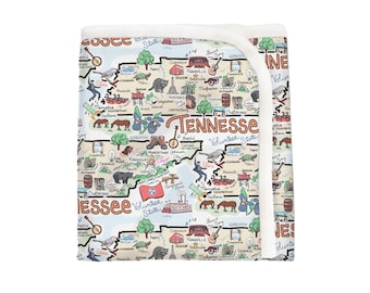 Tennessee Baby Blanket, Tennessee Map Baby Blanket - Pima Cotton