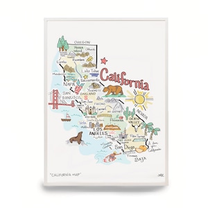 California Map Art Print: Signed Watercolor Illustration