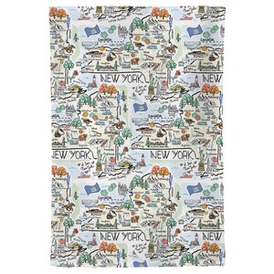 New York Tea Towel, New York Map Tea Towel, New York Map Tea Towel - Microfiber Tea Towel