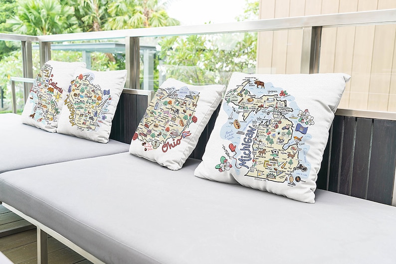 18x18 Louisiana Pillow Louisiana Map Pillow IndoorOutdoor Pillow Louisiana State Map Pillow