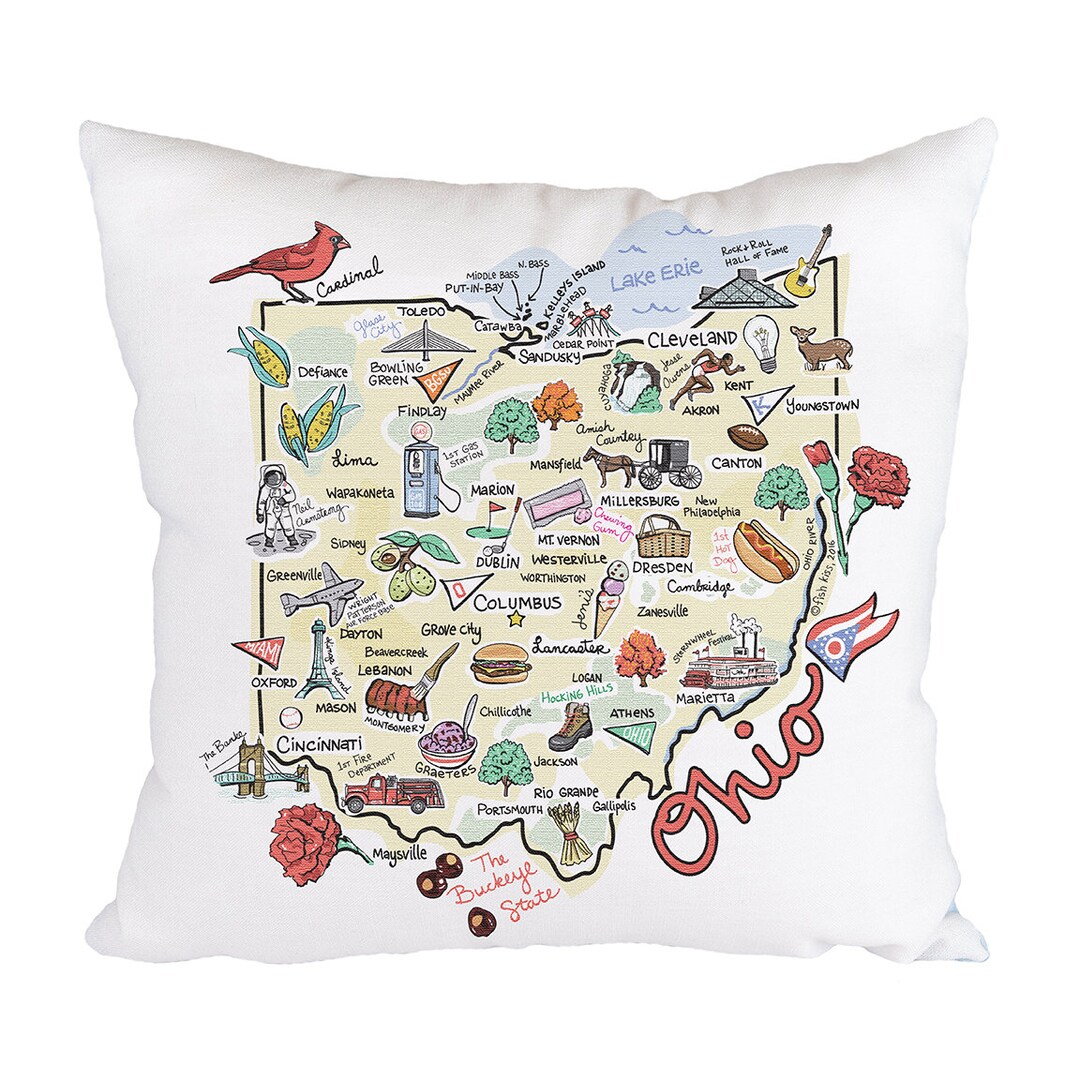Ohio Map Pillow 18x18 Ohio Pillow Ohio State Map Etsy
