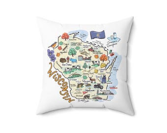 Wisconsin Map Pillow: 18" Square State Pride Decor