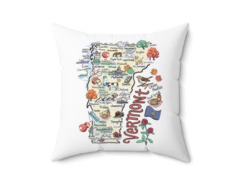 Vermont Map Pillow: 18" Square State Pride Decor