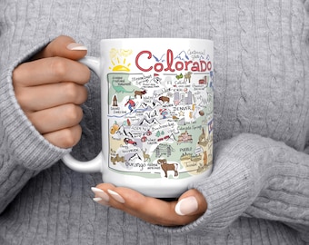 Colorado Map Coffee Mug: 15 oz. Souvenir Gift
