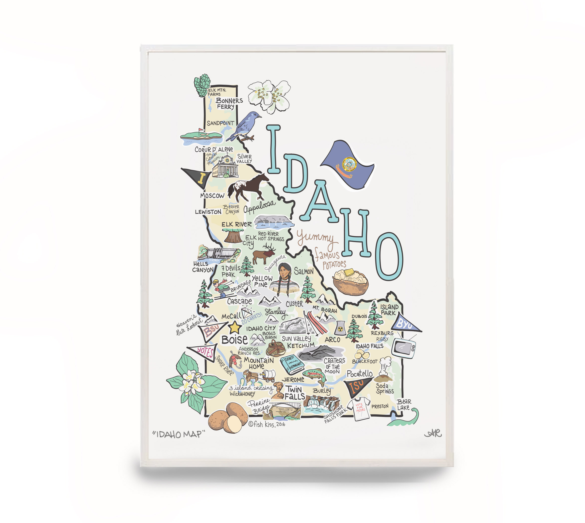 Idaho Map Print, Watercolor Paper, Anne Klein Art (unframed) - Etsy