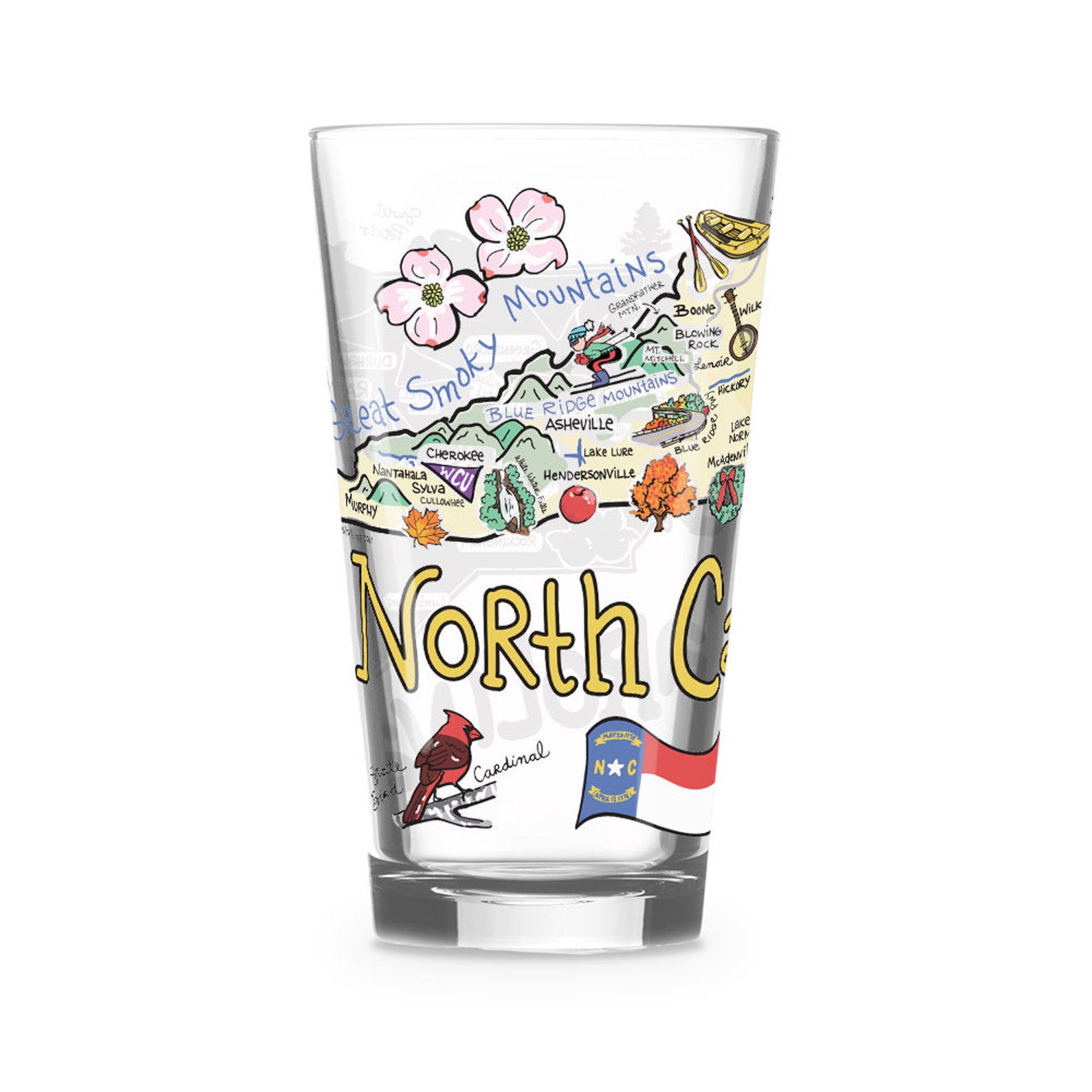 North Carolina Glass North Carolina Drinking Glass North Etsy