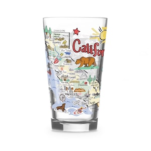 California  Glass, California Drinking Glass, California Drinkware, California Gift