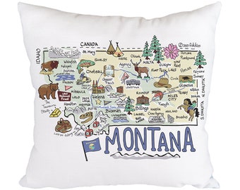 Multicolor States Of USA State of Montana Pride Travel Culture Throw Pillow 18x18