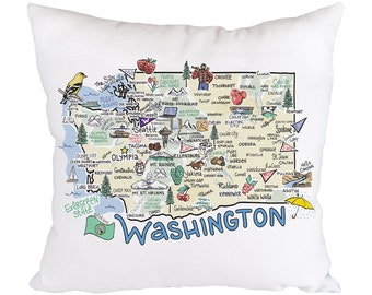 18x18 TRowanDesign Washington Flag WA Wall Throw Pillow Multicolor 18x18 TRowanDesign Washington Flag WA Wall Throw Pillow Multicolor