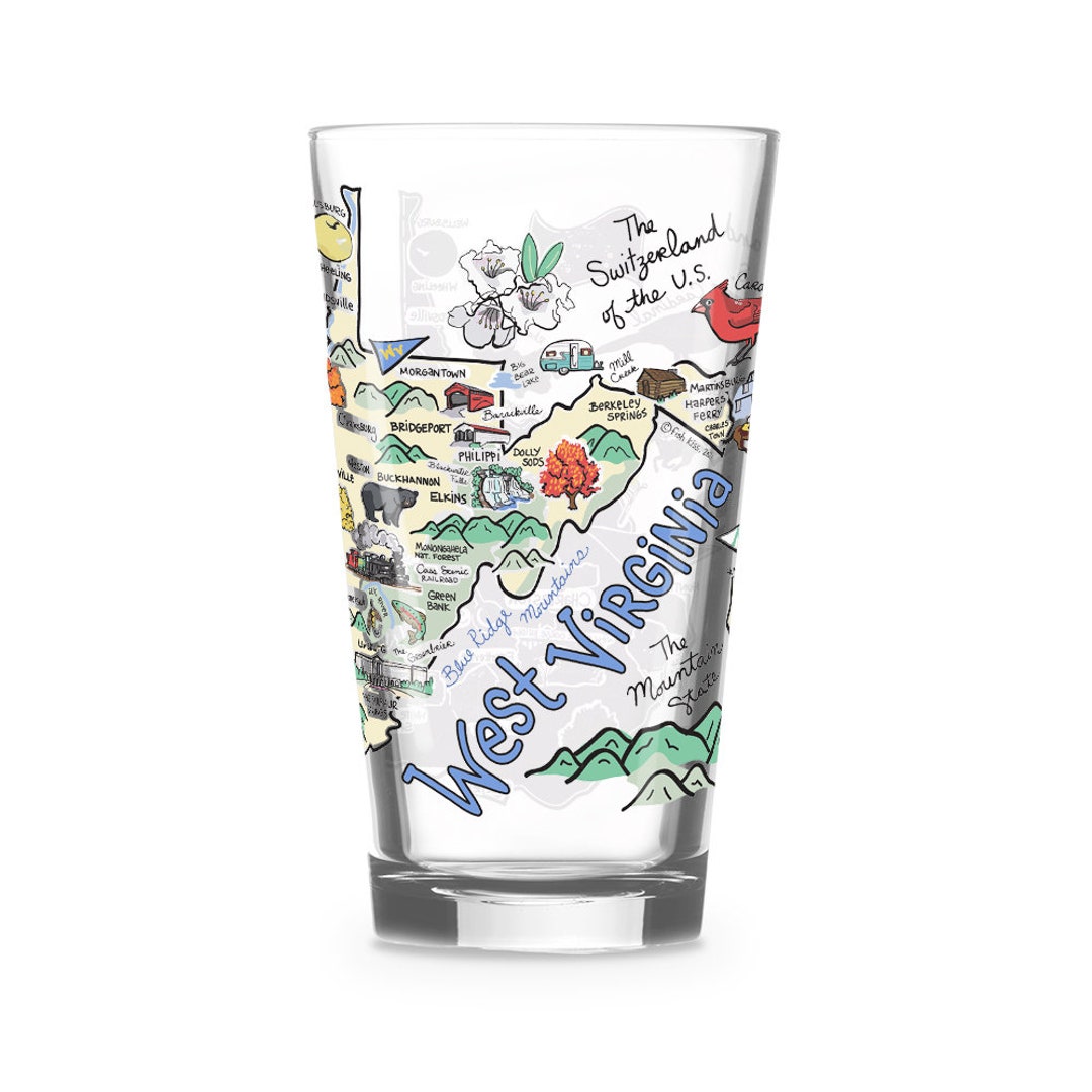 West Virginia Glass, West Virginia Drinking Glass, West Virginia