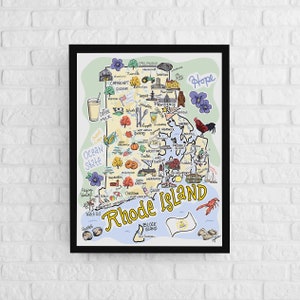 Rhode Island Art, Rhode Island Map, Rhode Island Poster, Unframed, State Map Poster