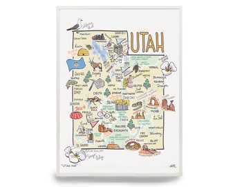 Utah Map Art Print: Signed Watercolor Illustration